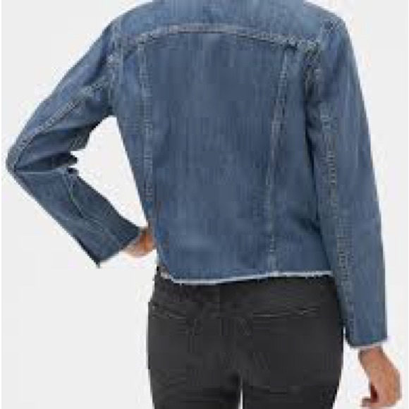GAP Distressed Crop Icon Denim Jacket - Picture 11 of 11